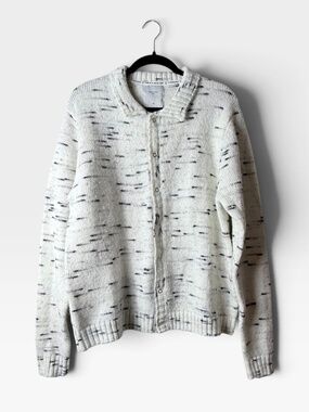 Percival Knitwear Collared Cream Men's Cardigan Size Medium (Y)